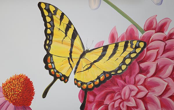 butterfly on flower wall mural